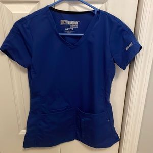 Grey’s Anatomy side panel v-neck scrub top. XXS galaxy blue. EUC